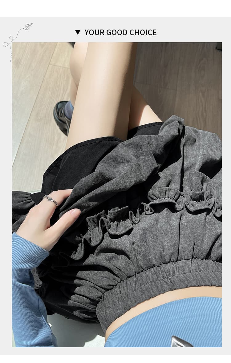 실사 연령 감소 달콤함 꽃밭 치마 여성 가을 학원 스타일 목이버섯 레이스 한 마디 미니 스커트 다용도 퍼프 반신 스커트 상세 이미지 27