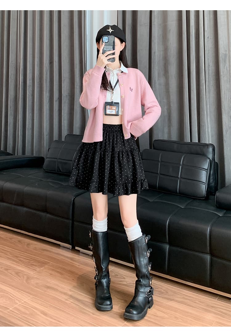 실사 코듀로이 도트 반신 스커트 여성 가을 오래된 돈 바람 달콤한 차가운 레트로 하이웨이스트 우산 치마 슬림해 보이는 한 마디 미니 스커트 상세 이미지 38