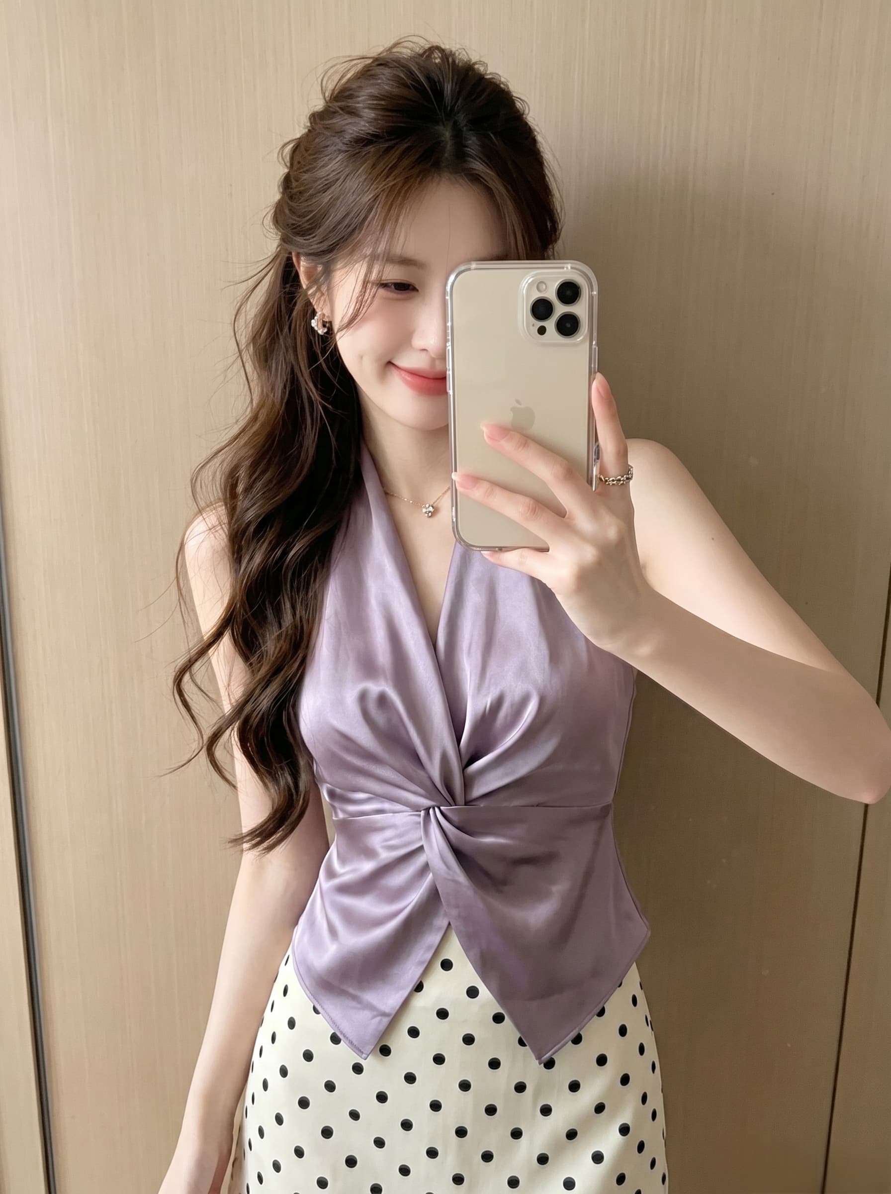 실사 프랑스식 명문 여성 품격 우아함 비틀림 V넥 행침 목 작은 셔츠 순수한 욕망 허리 수축 슬림해 보이는 외국 가스 조끼 상세 이미지 4