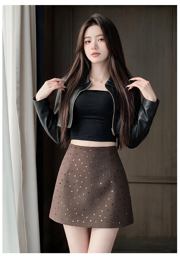 실사 레트로 세련된 스팽글 도트 무늬 반신 스커트 여성 2026 가을 새로운 품격 우아함 한 마디 타이트 스커트 상세 이미지 14