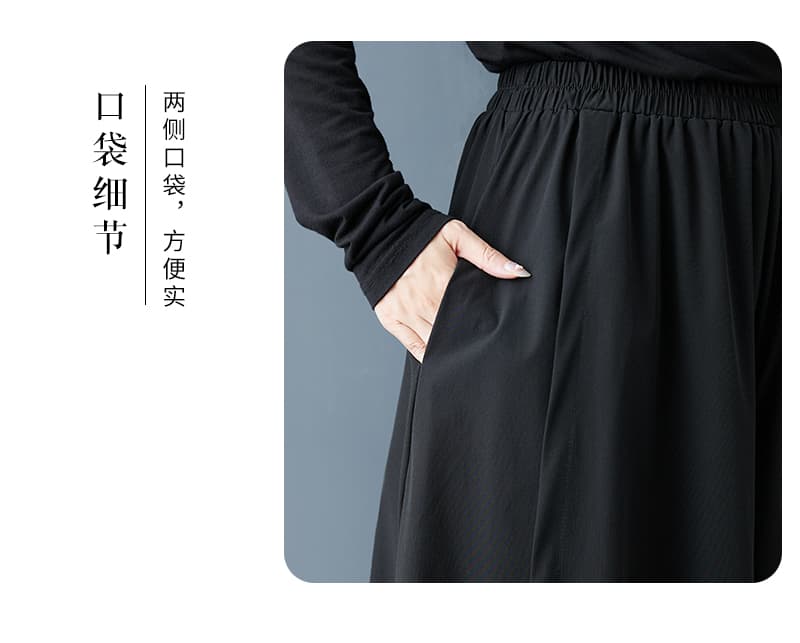 실사 봄 가을 새로운 일본식 무거운 작업 밑단 레이스 넓은 다리 9부 바지 패션 다용도 캐주얼 단색 바지 상세 이미지 5