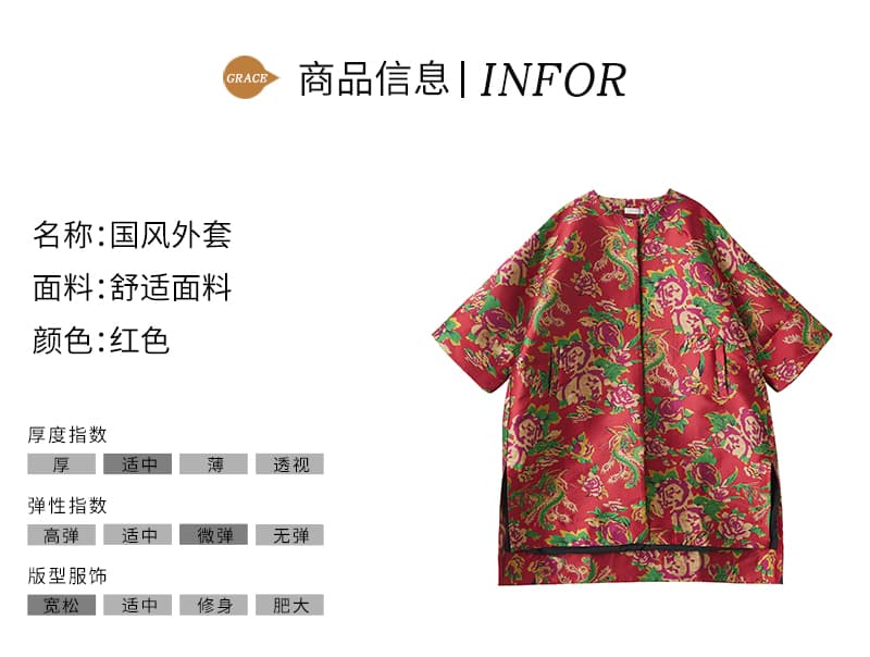 실사 가을과 겨울 빛 럭셔리 무거운 작업 자카드 중식 동북 대 꽃에서 롱 코트 재킷 패션 루즈핏 빅 사이즈 바람막이 상세 이미지 8