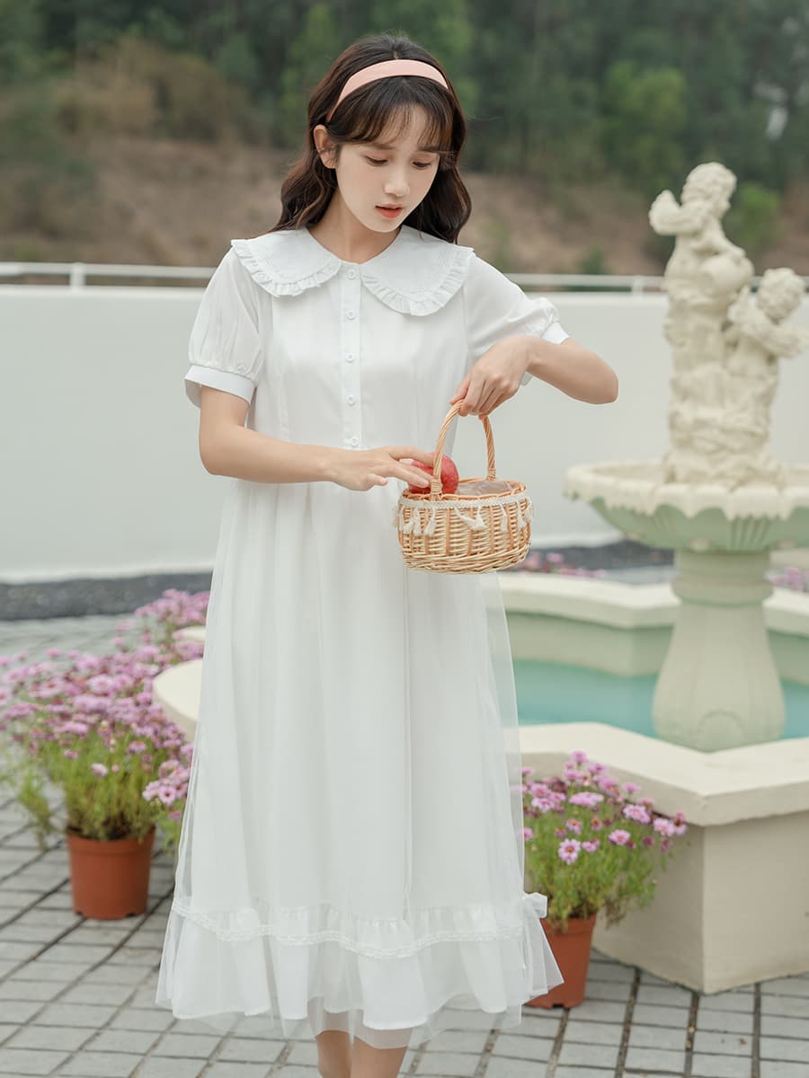 실사 chao 요정 프랑스식 레트로 드레스 망사 인형 치마 긴팔 소녀 몽환 달콤함 롱 스커트 이미지 2