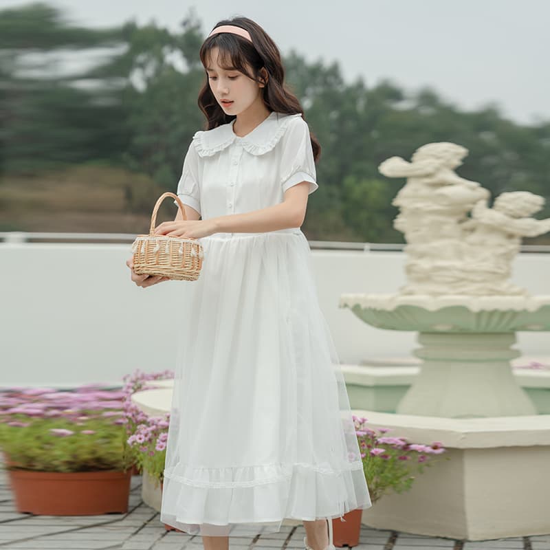 실사 chao 요정 프랑스식 레트로 드레스 망사 인형 치마 긴팔 소녀 몽환 달콤함 롱 스커트 이미지 5