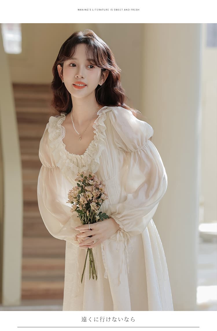 프랑스식 레트로 궁정 무거운 작업 생선뼈 드레스 품격 작은 대중 고급 롱 스커트 상세 이미지 14