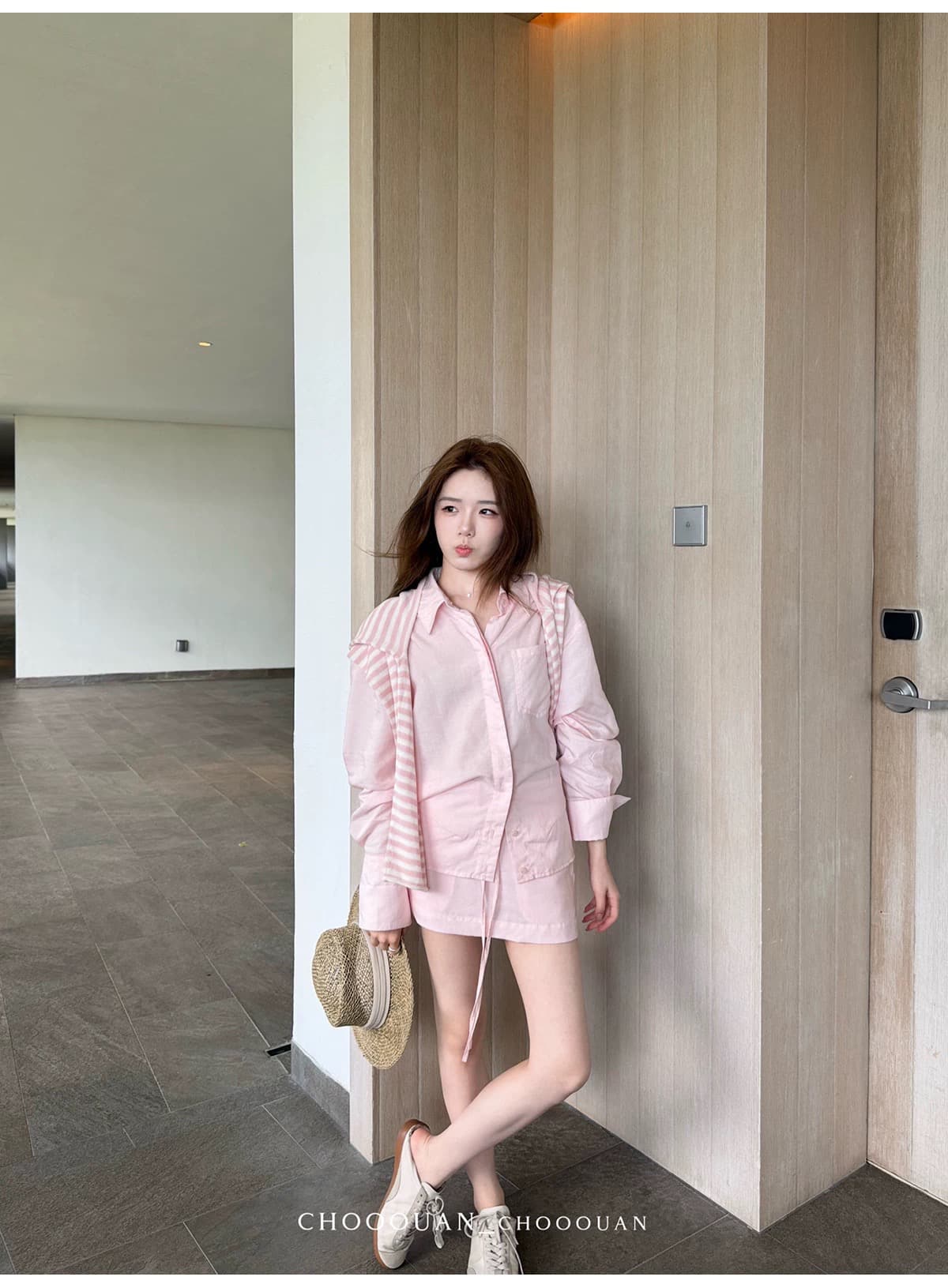 주간 실크 아마 세트 여성 짧은 루즈핏 수 있습니다. 허리 수축 셔츠 인사이드 펌프 로프 미니 스커트 투피스 세트 상세 이미지 21