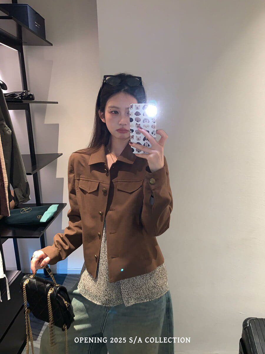 한 부서 폴로 칼라 이른 가을 짧은 여성 코트 상세 이미지 25