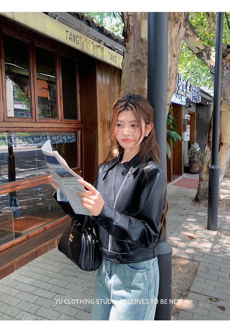 가을 켜기 새로운 가죽 재킷 여성 코트 상세 이미지 20