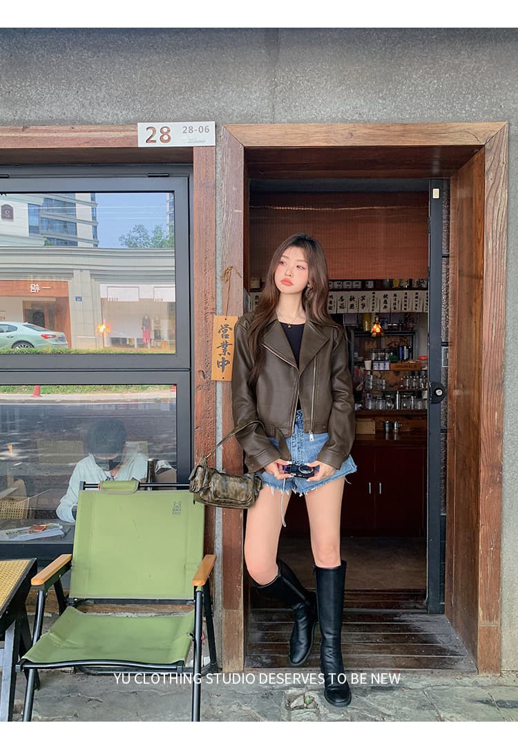 가을 켜기 새로운 가죽 재킷 여성 코트 상세 이미지 29