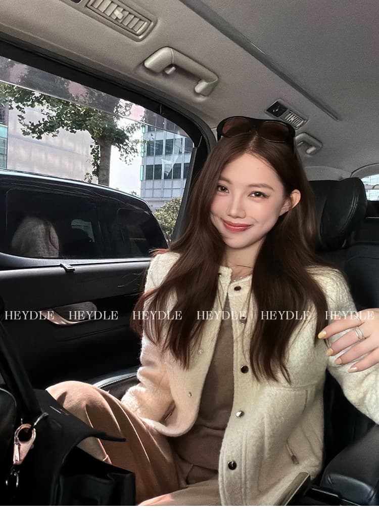 검은 콩 흠 질감 오래된 돈 질감 센스 스탠드 칼라 작은 샤넬 스타일 여성 코트 상세 이미지 18