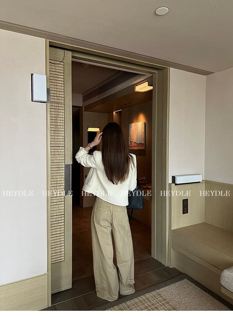 검은 콩 흠 질감 오래된 돈 질감 센스 스탠드 칼라 작은 샤넬 스타일 여성 코트 상세 이미지 29