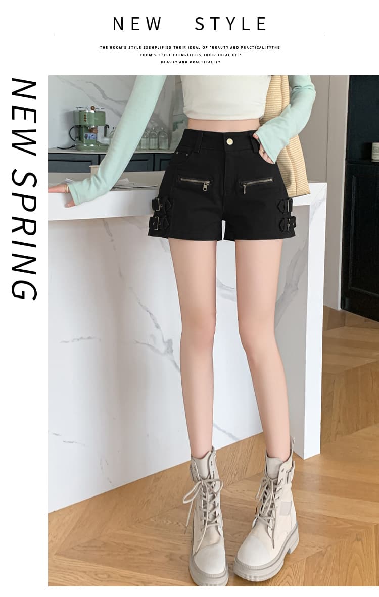 실사 아메리칸 레트로 워크웨어 데님 반바지 여성 봄 여름 새로운 몸매 가꾸기 슬림해 보이는 신축성 타이트 스커트 핫 바지 상세 이미지 44