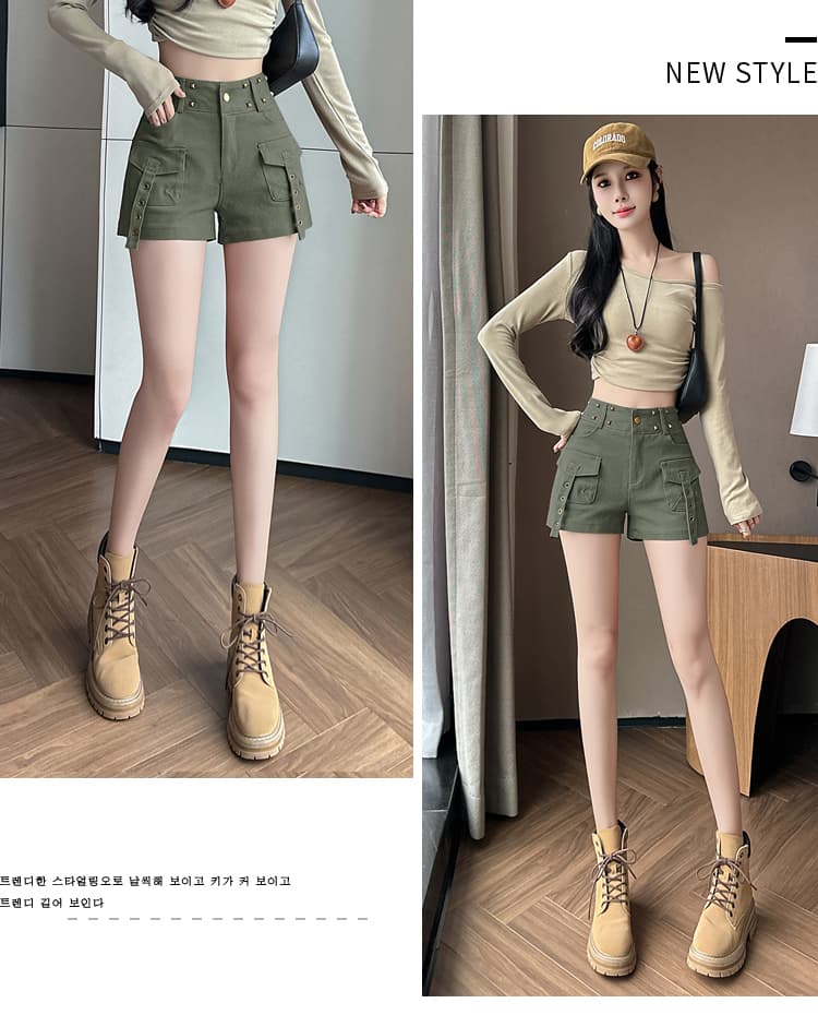 실사 봄 여름 새로운 아메리칸 레트로 품격 연령 감소 징 핫걸 하이웨이스트 워시 물 데님 넓은 다리가 짧다. 바지 핫 바지 상세 이미지 36