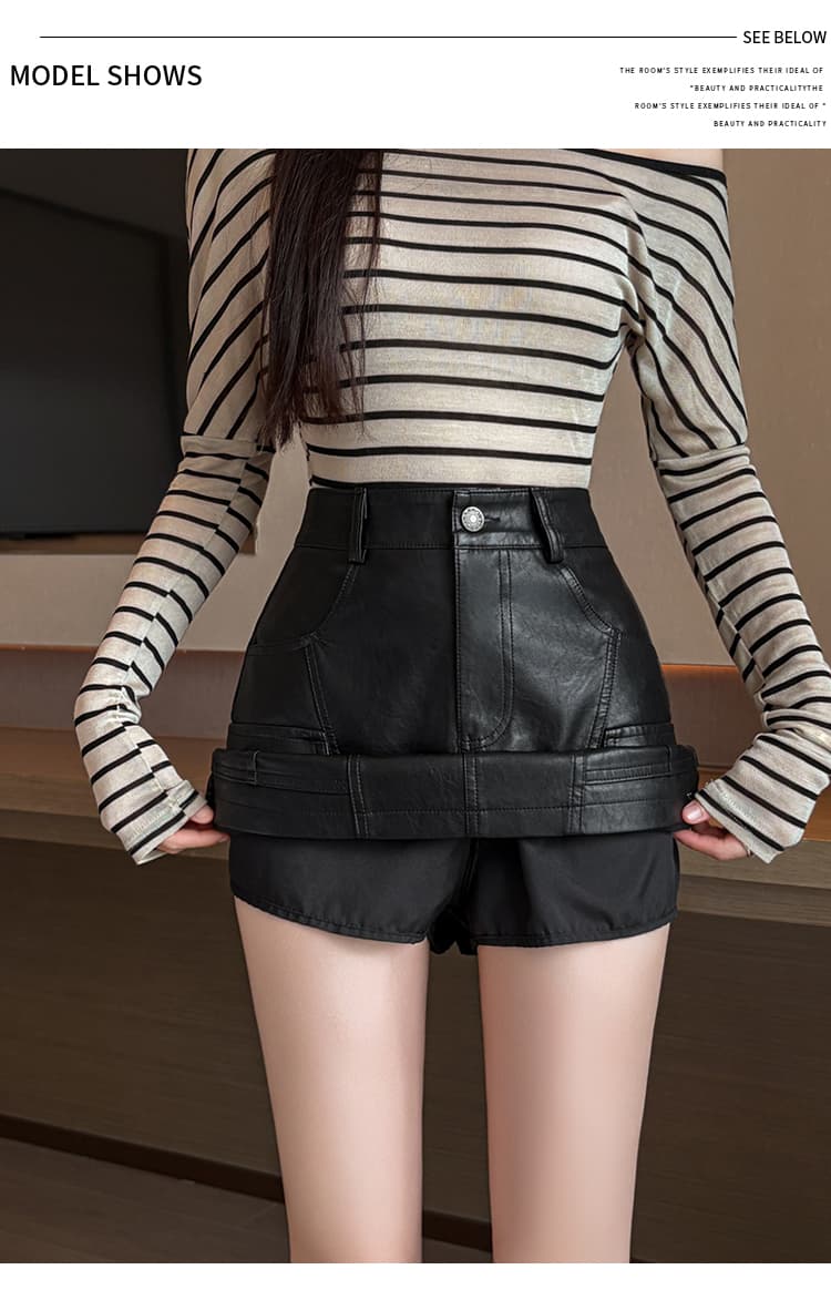 실사 가을 겨울철 차가운 센스 기능 바람 실용적인 주머니 검정색 한 마디 타이트 스커트 pu 워시 물 미니 스커트 반신 스커트 여성 상세 이미지 14
