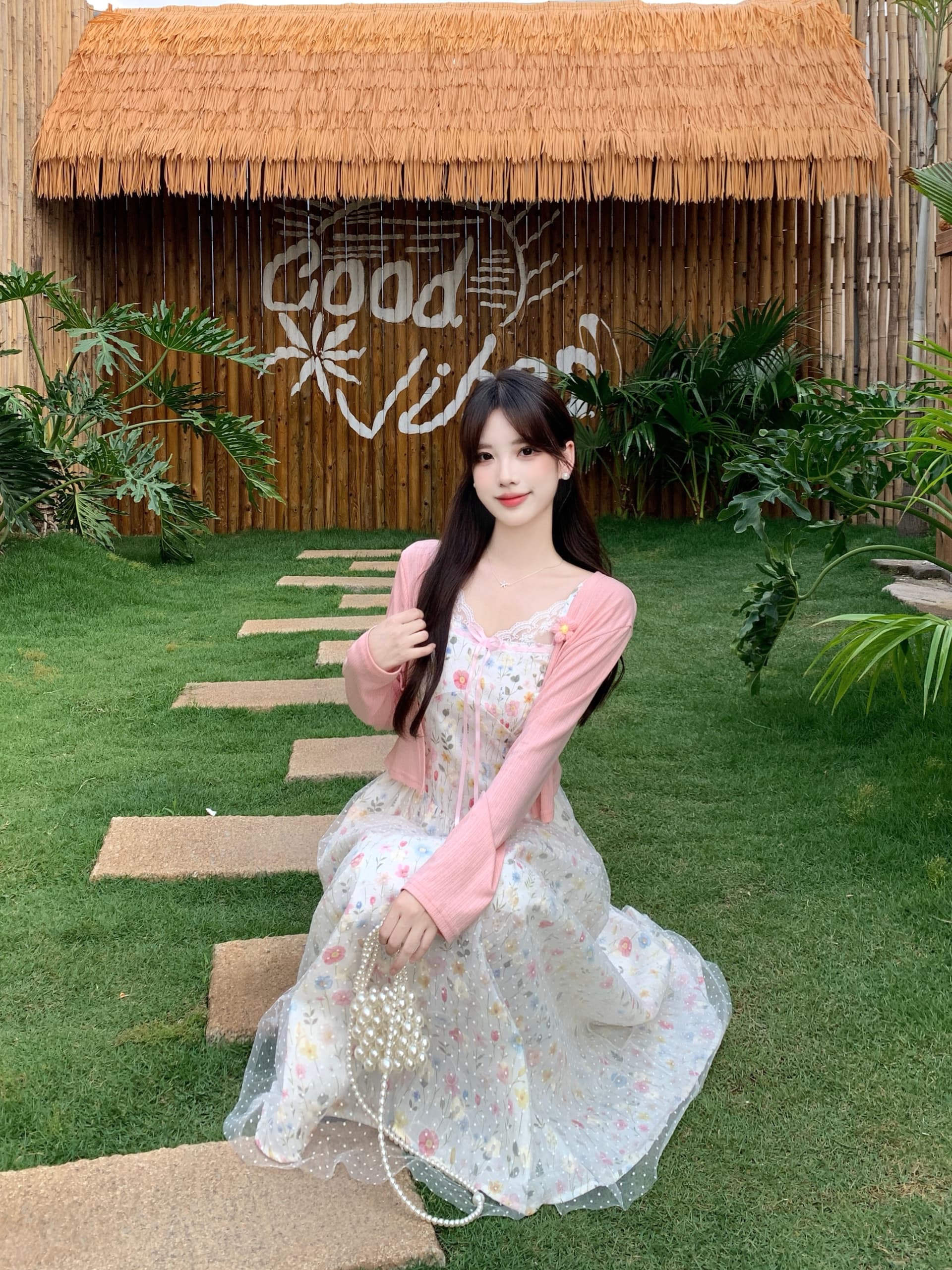 빅 사이즈 꽃 리플 달콤한 차 이른 봄 휴가 바람 요정 센스 자수 꽃무늬 슬립 마이크로 지방 표지 고기 드레스 한푸 상세 이미지 2