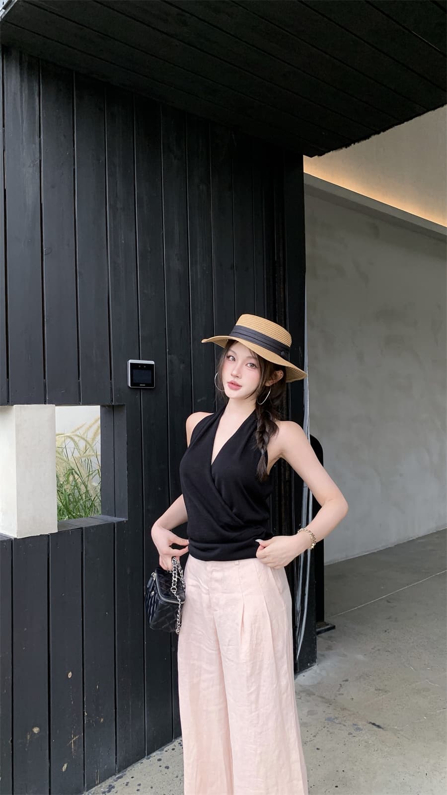 실사 정가 오래된 돈 바람 디자인 센스 품격 니트 행침 목 조끼 맨위 다용도 넓은 다리 길이 바지 세트 상세 이미지 3