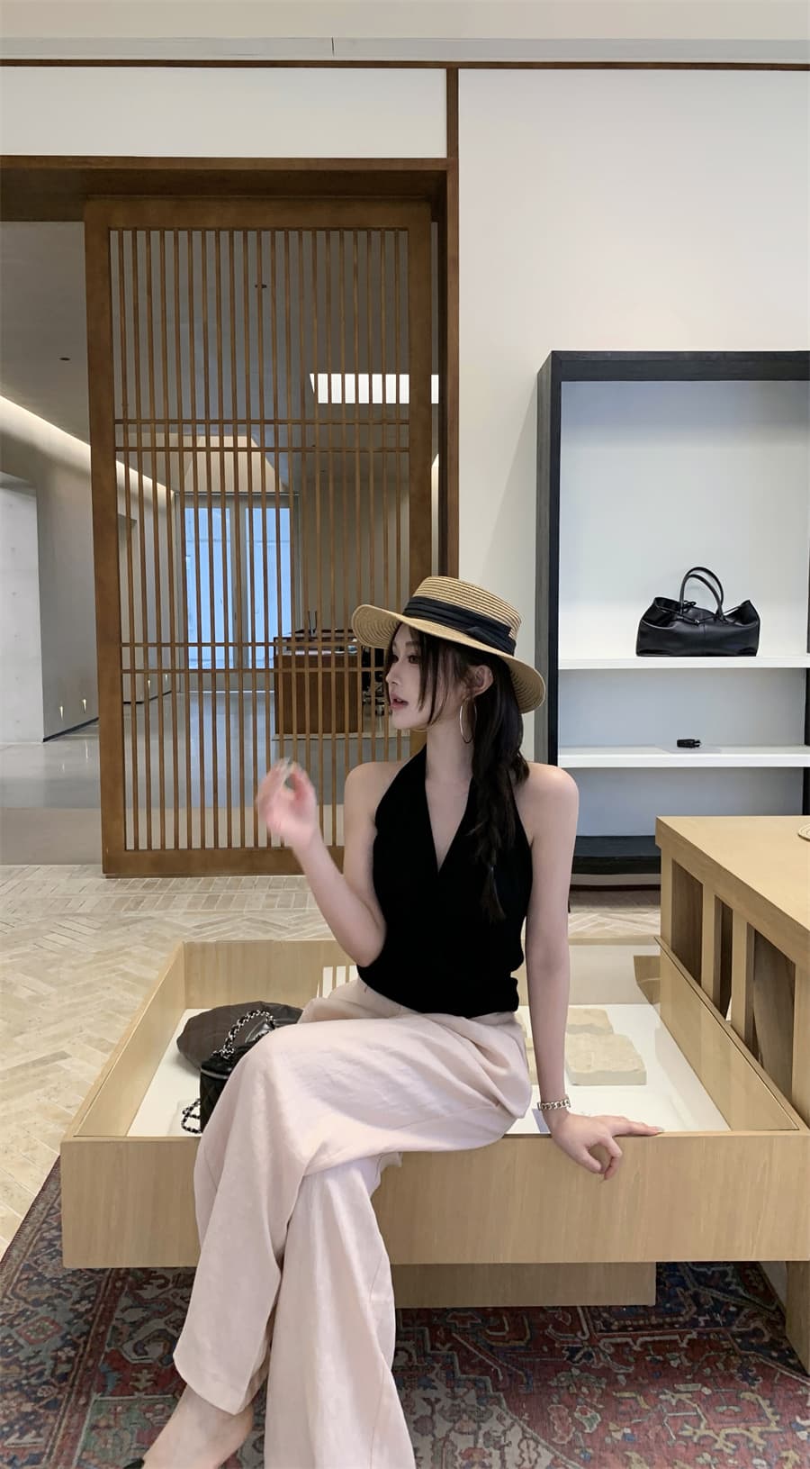 실사 정가 오래된 돈 바람 디자인 센스 품격 니트 행침 목 조끼 맨위 다용도 넓은 다리 길이 바지 세트 상세 이미지 5