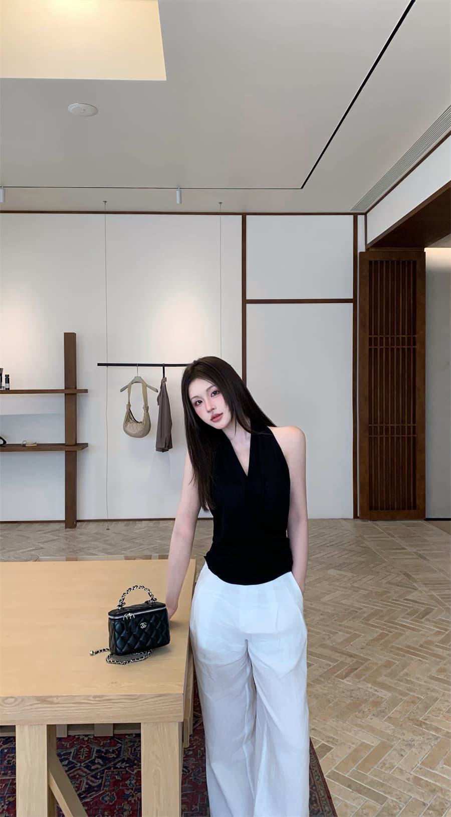 실사 정가 오래된 돈 바람 디자인 센스 품격 니트 행침 목 조끼 맨위 다용도 넓은 다리 길이 바지 세트 상세 이미지 11