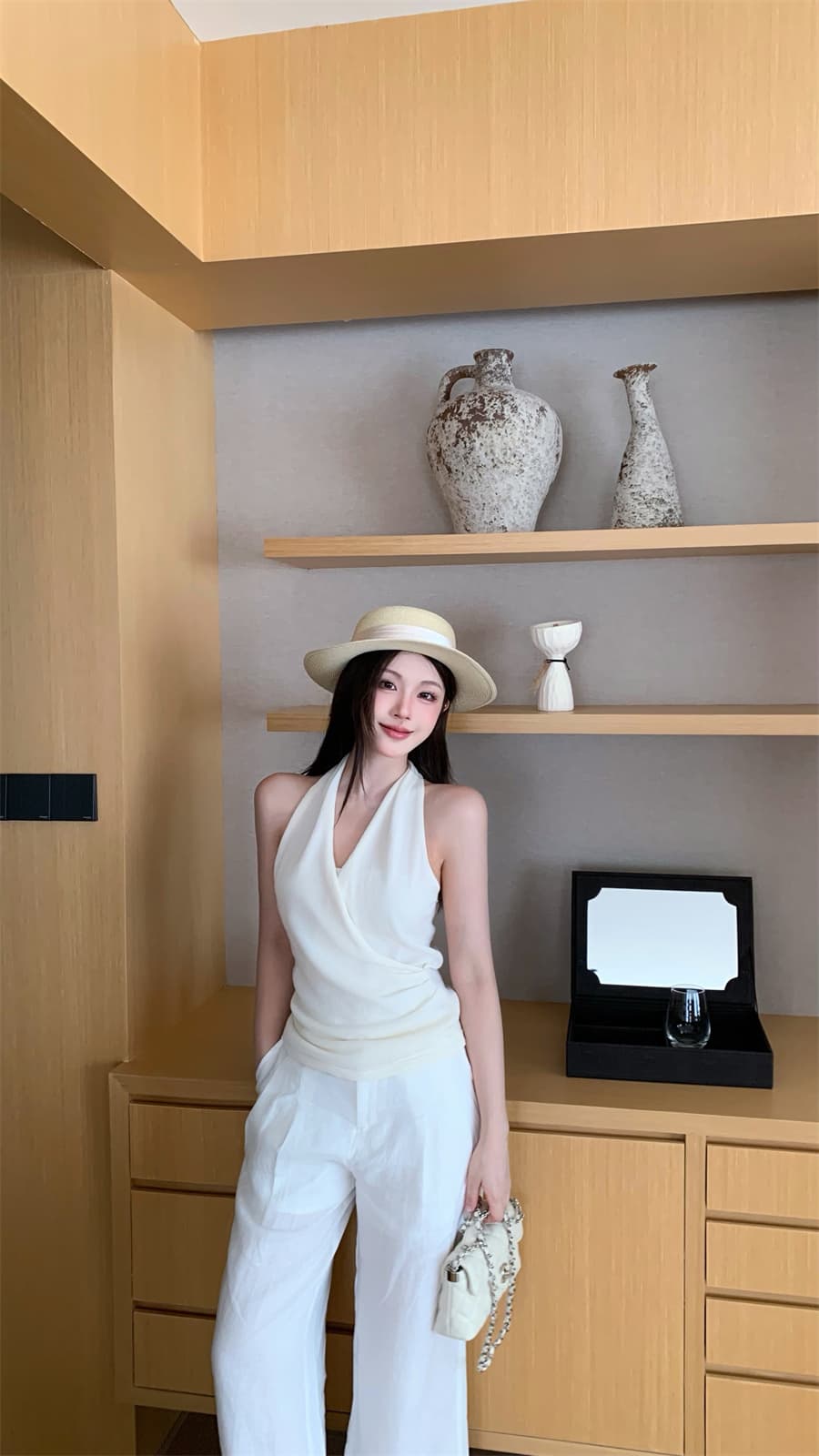 실사 정가 오래된 돈 바람 디자인 센스 품격 니트 행침 목 조끼 맨위 다용도 넓은 다리 길이 바지 세트 상세 이미지 13