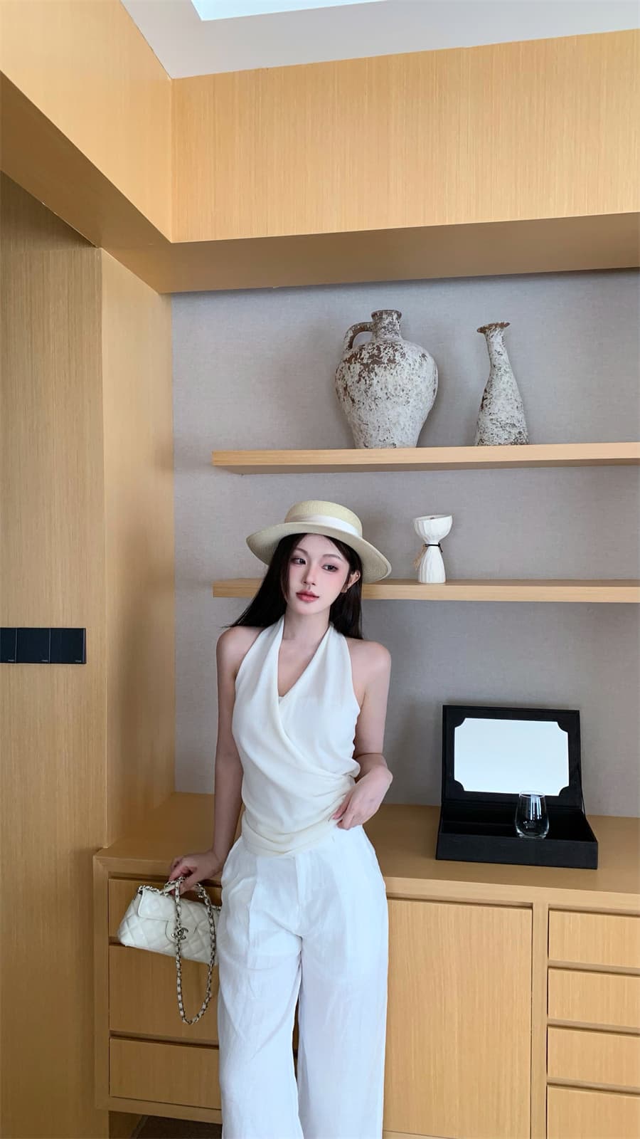 실사 정가 오래된 돈 바람 디자인 센스 품격 니트 행침 목 조끼 맨위 다용도 넓은 다리 길이 바지 세트 상세 이미지 20