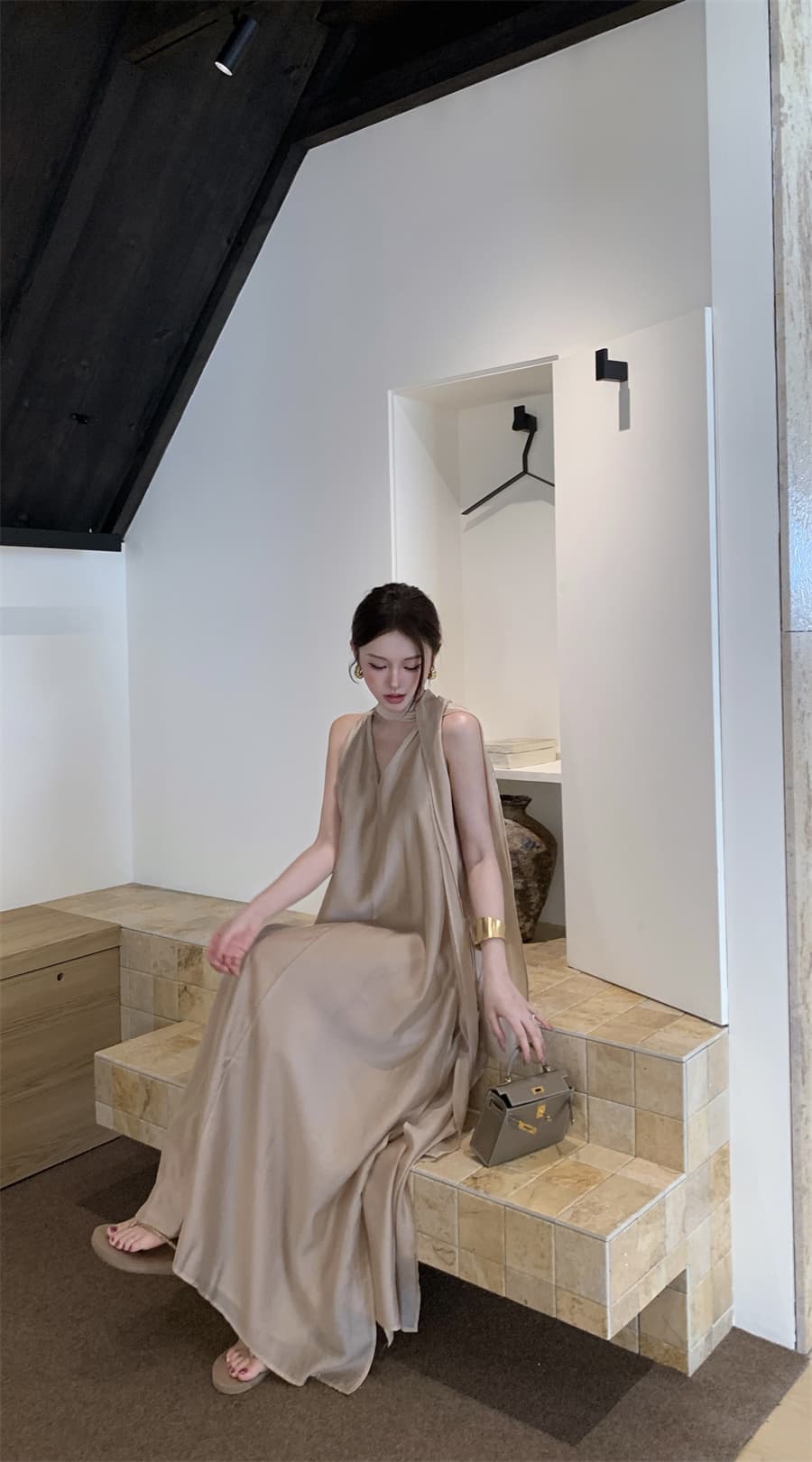실사 정가 한 부서 다양한 착용 가져 가라. 디자인 센스 전후 웨어러블 조끼 점프 슈트 롱 스커트 상세 이미지 11