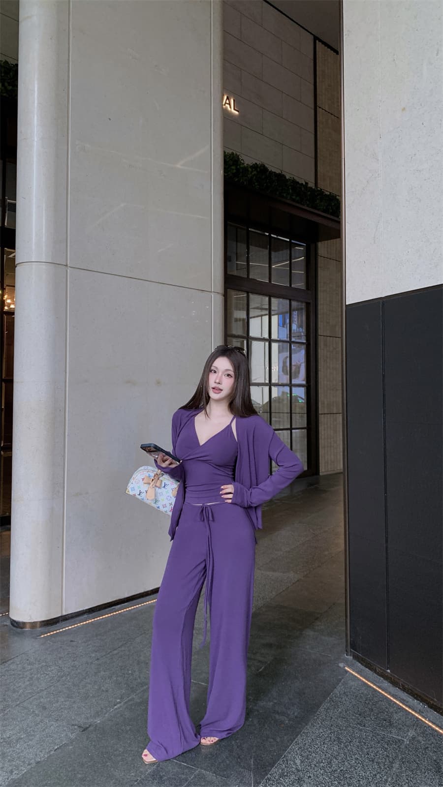 실사 정가 프라임 연 수리 용량 세트 느슨함 센스 오픈 가디건 슬립 캐주얼 바지 3종 세트 세트 상세 이미지 22