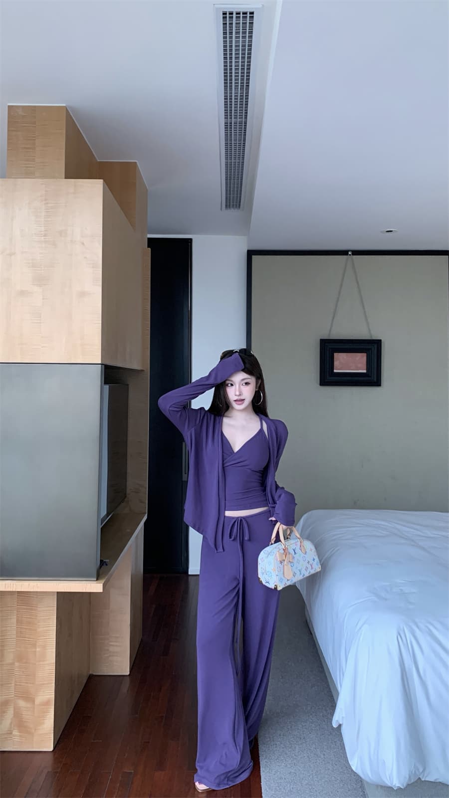 실사 정가 프라임 연 수리 용량 세트 느슨함 센스 오픈 가디건 슬립 캐주얼 바지 3종 세트 세트 상세 이미지 27