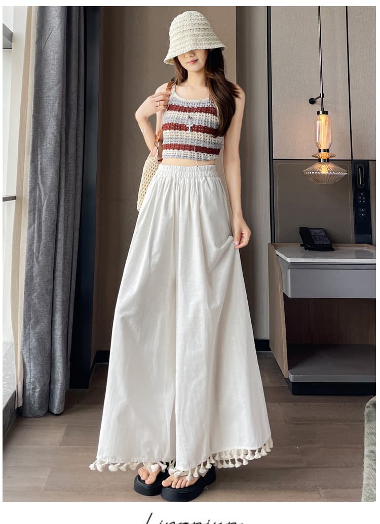 실사 2026 여름 새로운 마 트루 컬러 캐주얼 와이드 레그 팬츠 소녀 면 린넨 바지 미니멀리즘 다용도 긴 바지 상세 이미지 32