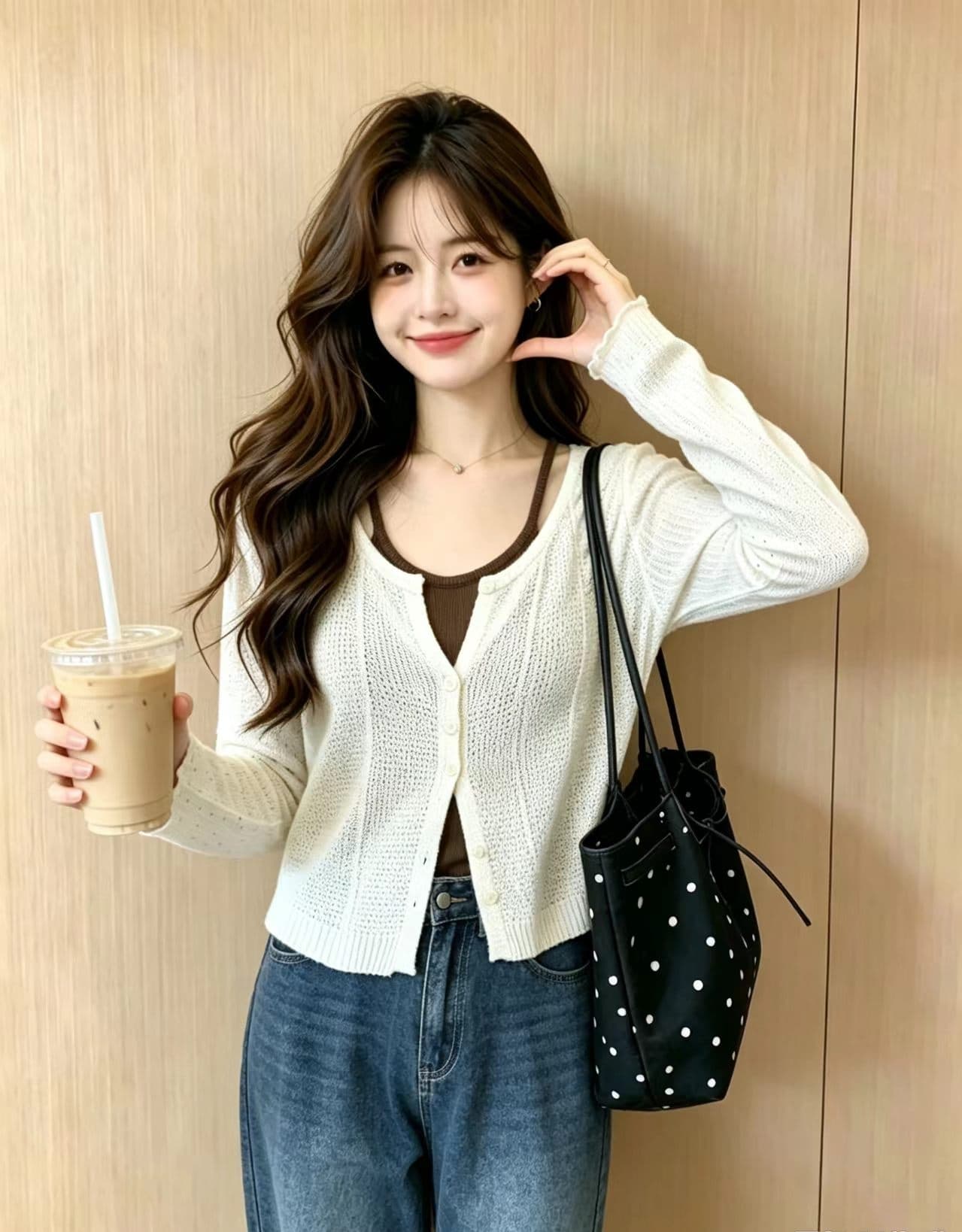 실사 디자인 센스 페이크 레이어드 행침 목 니트 맨위 이른 가을 새로운 느긋한 바람 쇼트 스타일 슬림해 보이는 니트 오픈 가디건 여성 이미지 3