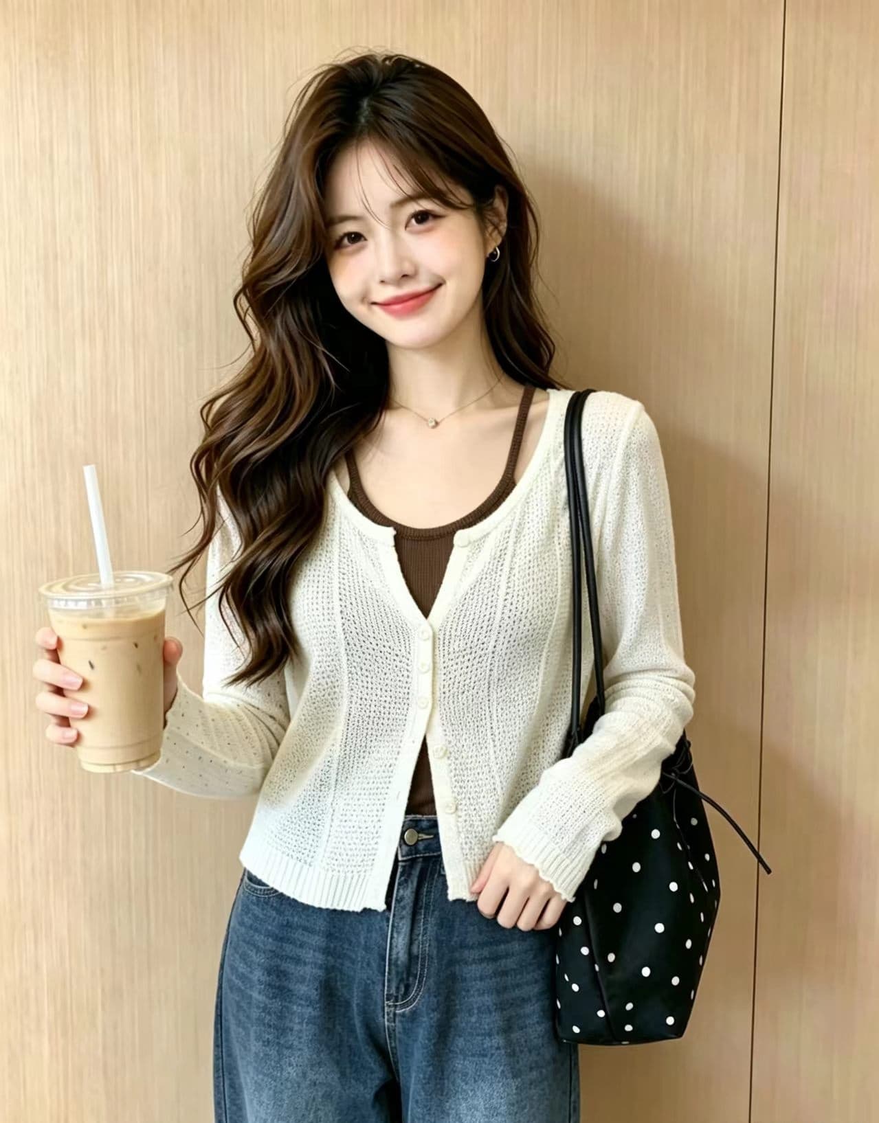 실사 디자인 센스 페이크 레이어드 행침 목 니트 맨위 이른 가을 새로운 느긋한 바람 쇼트 스타일 슬림해 보이는 니트 오픈 가디건 여성 상세 이미지 1