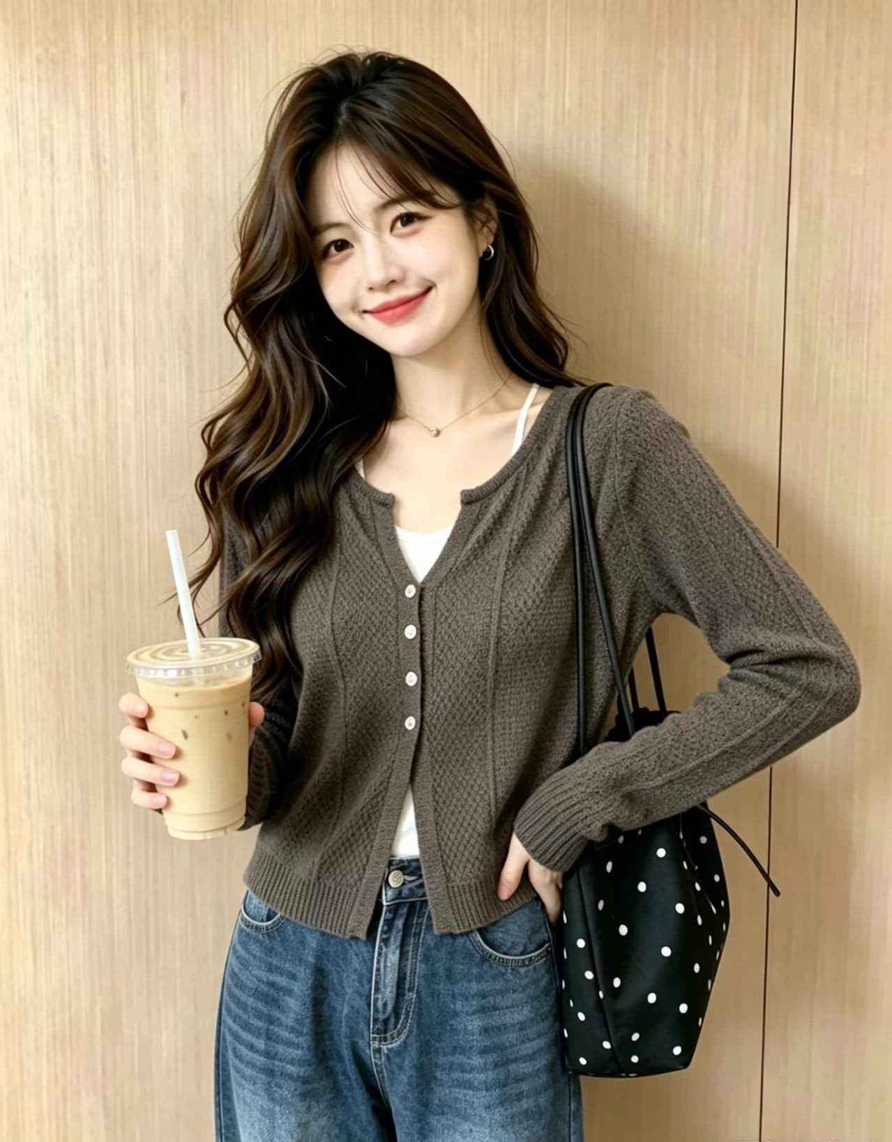 실사 디자인 센스 페이크 레이어드 행침 목 니트 맨위 이른 가을 새로운 느긋한 바람 쇼트 스타일 슬림해 보이는 니트 오픈 가디건 여성 상세 이미지 6