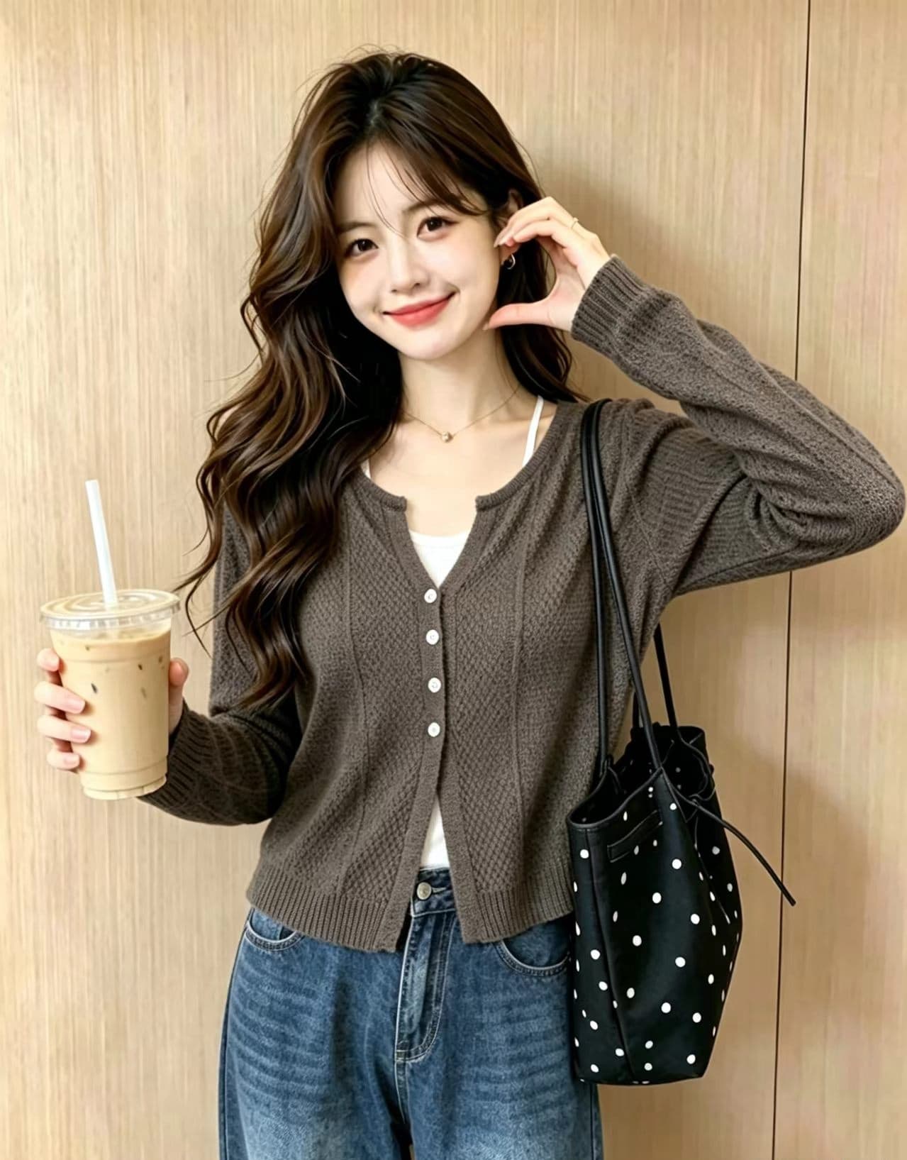 실사 디자인 센스 페이크 레이어드 행침 목 니트 맨위 이른 가을 새로운 느긋한 바람 쇼트 스타일 슬림해 보이는 니트 오픈 가디건 여성 상세 이미지 7