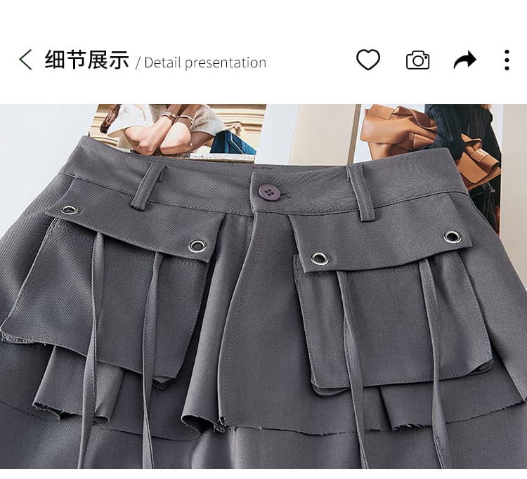 실사 페이크 레이어드 정장 와이드 레깅스 바지 2026 봄 새로운 디자인 센스 랩스커트팬츠 슬림해 보이는 스트레이트 캐주얼 긴 바지 상세 이미지 36