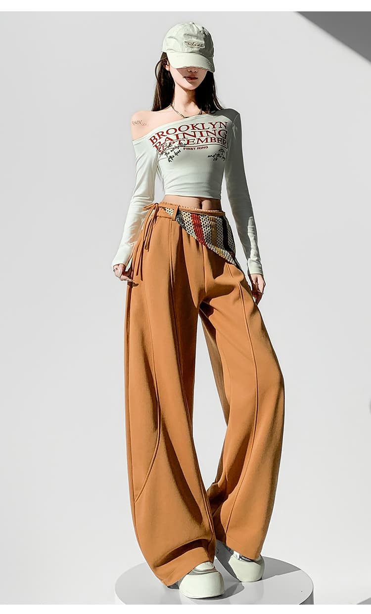 실사 디자인 센스 아메리칸 모통이 칼 운동 웨이 바지 여성 2026 봄 새로운 하이웨이스트 슬림해 보이는 스트레이트 와이드 레그 팬츠 어린이 상세 이미지 26