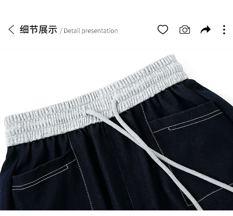 실사 배색 패치워크 주간 실크 넓은 다리 청바지 여성 봄 여름 2026 새로운 하이웨이스트 슬림해 보이는 캐주얼 바닥 청소 바지 상세 이미지 24