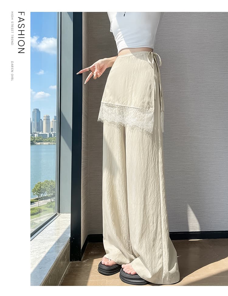 실사 레이스 랩스커트팬츠 와이드 레그 팬츠 여름 얇은 스타일 하이웨이스트 도루 센스 면 린넨 치마바지 루즈핏 국방 사이 슬림해 보이는 바닥 청소 바지 상세 이미지 29