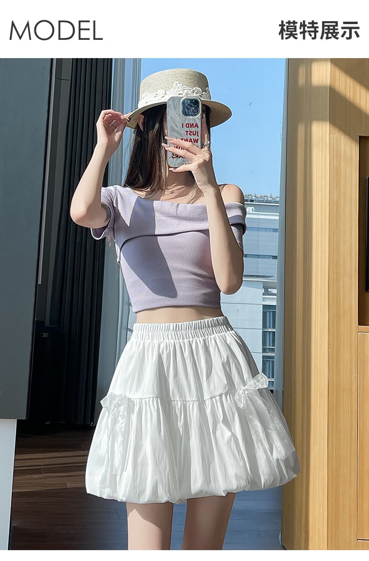 실사 레이스 나비 매듭 꽃밭 미니 스커트 여성 2026 여름 새로운 한 마디 하이웨이스트 슬림해 보이는 퍼프 반신 치마 상세 이미지 13