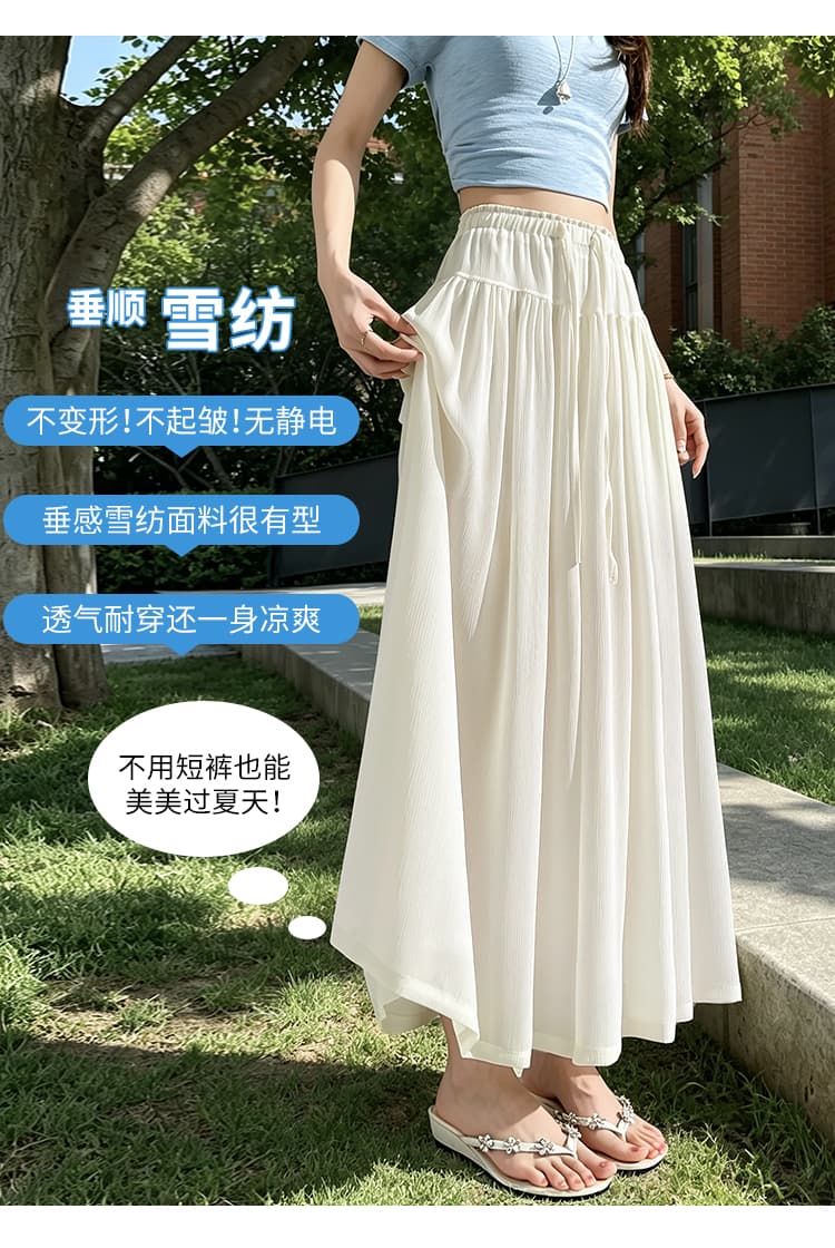 실사 쉬폰 와이드 레그 팬츠 느긋한 도루 가을 센스 치마바지 여성 2026 여름 꽃밭 허리 캐주얼 루즈핏 9 포인트 바지 상세 이미지 6