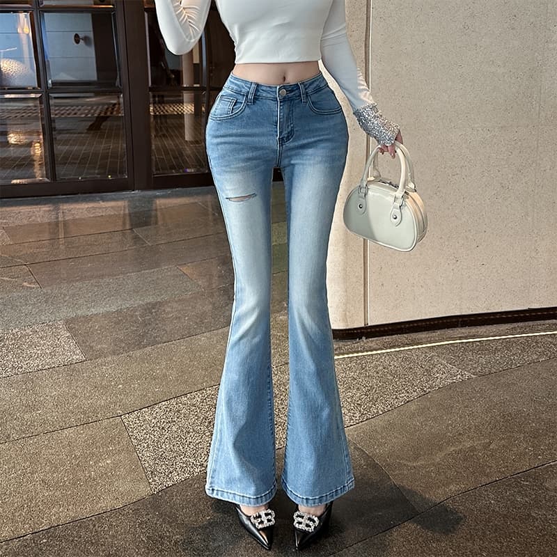 진짜 꽃 3 3 같은 단락 sansan 한 세대 guse 봄 나만의 것을 가져와 라. 펭 넓적 다리 한 단어 찢어진 부분 부츠컷 청바지 이미지 3