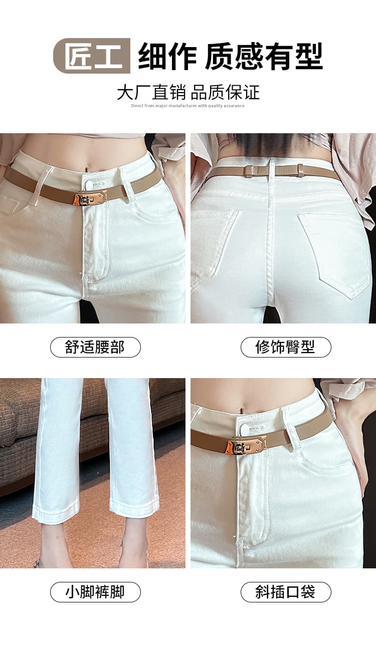 실사 오래된 돈 바람 카키 색 데님 9부 바지 작은 키 다용도 담배 파이프 바지 여성 2026 년 봄 새로운 상세 이미지 5