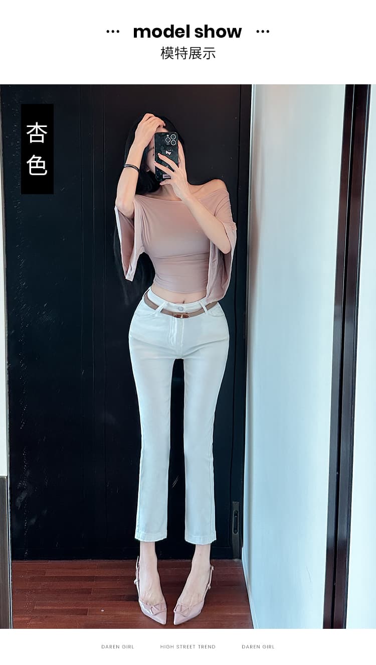실사 오래된 돈 바람 카키 색 데님 9부 바지 작은 키 다용도 담배 파이프 바지 여성 2026 년 봄 새로운 상세 이미지 12