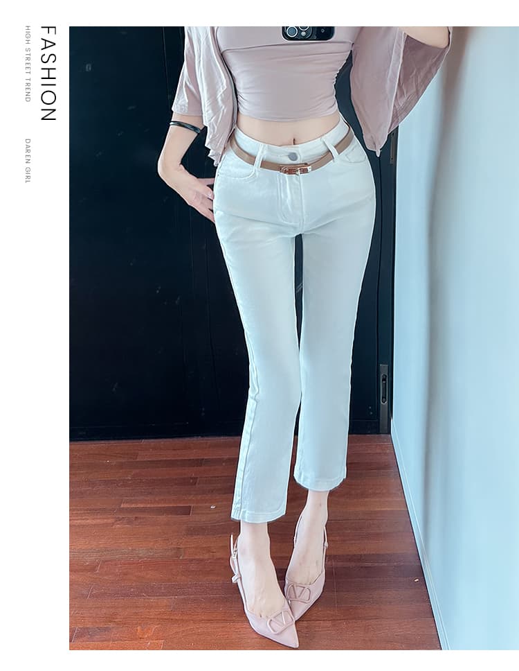 실사 오래된 돈 바람 카키 색 데님 9부 바지 작은 키 다용도 담배 파이프 바지 여성 2026 년 봄 새로운 상세 이미지 17