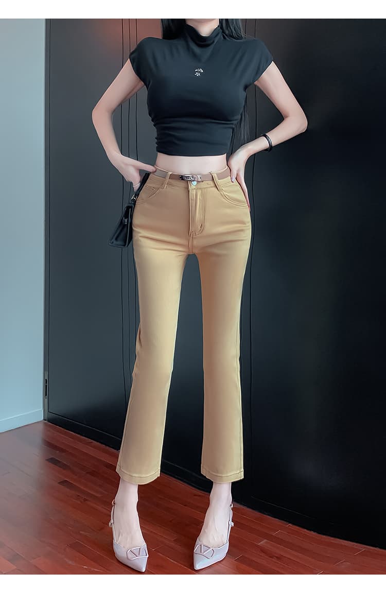 실사 오래된 돈 바람 카키 색 데님 9부 바지 작은 키 다용도 담배 파이프 바지 여성 2026 년 봄 새로운 상세 이미지 24