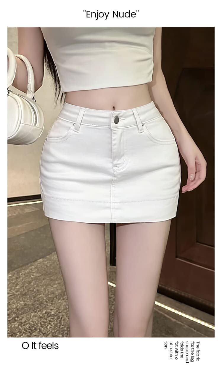 실사 펭 넓적 다리 치마 새로운 이전 치마 이후 바지 하이웨이스트 다용도 몸매 가꾸기 한 마디 타이트 스커트 노출 방지 섹시함 데님 바지 상세 이미지 28