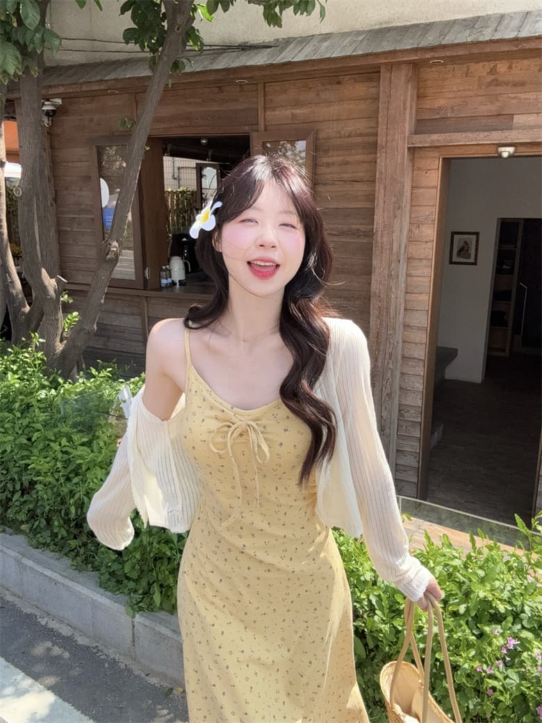 실사 빅 사이즈 2026 봄 여름 슬립 드레스 여성 투피스 세트 오픈 가디건 롱 코트 드레스 해변가 휴가 여름 상세 이미지 6