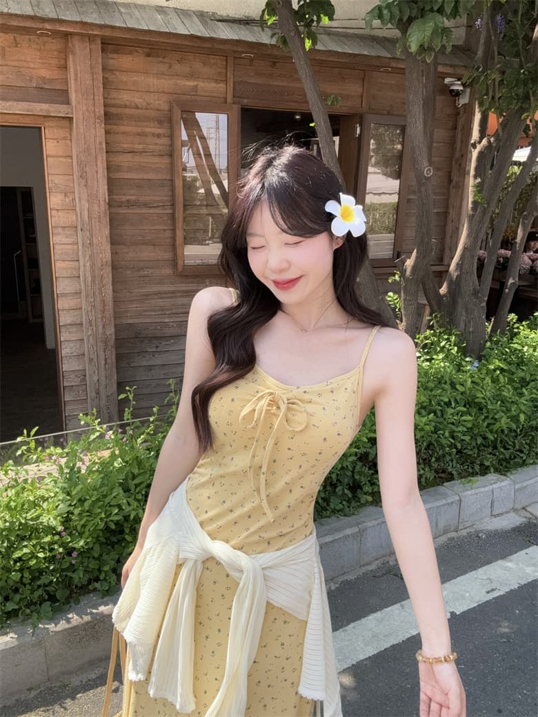실사 빅 사이즈 2026 봄 여름 슬립 드레스 여성 투피스 세트 오픈 가디건 롱 코트 드레스 해변가 휴가 여름 상세 이미지 10