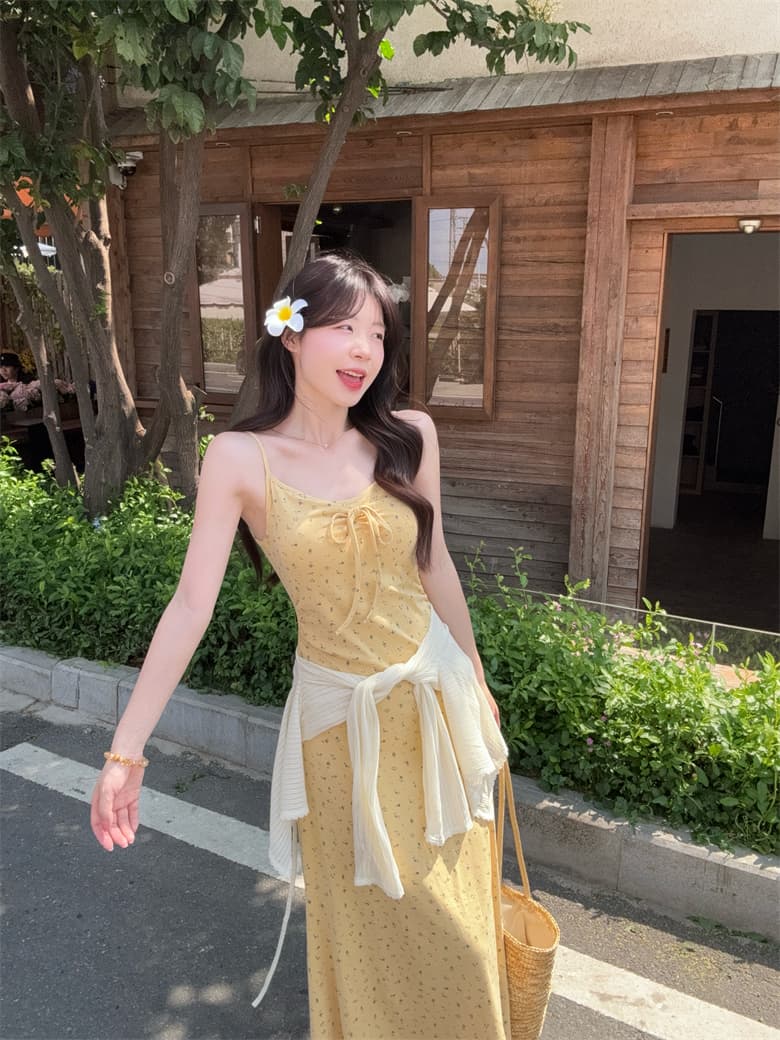 실사 빅 사이즈 2026 봄 여름 슬립 드레스 여성 투피스 세트 오픈 가디건 롱 코트 드레스 해변가 휴가 여름 상세 이미지 14