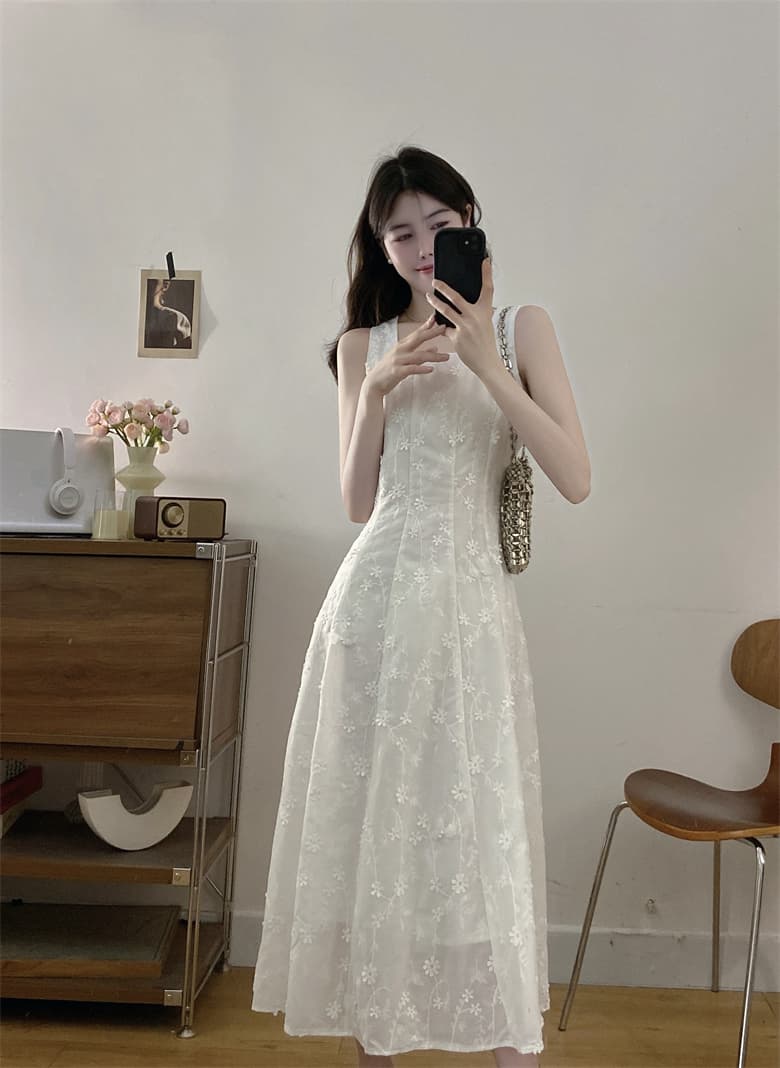 실사 빅 사이즈 부드러운 바람 프랑스식 달콤함 무거운 작업 레이스 자수 한 마디 드레스 여름 오픈 가디건 투피스 세트 상세 이미지 13