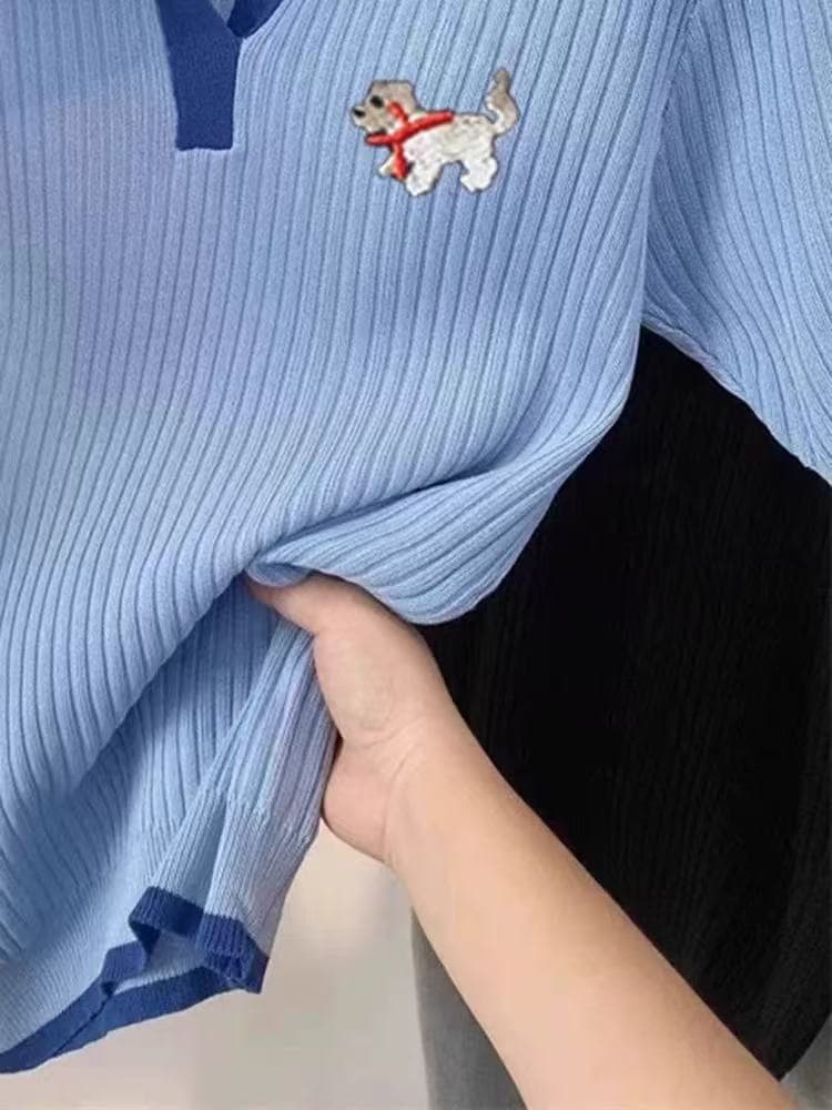 회색 POLO 칼라 단추 반팔 티셔츠 여성 2026 여름 새로운 한 부서 미니멀리즘 다용도 몸매 가꾸기 슬림해 보이는 맨위 상세 이미지 3