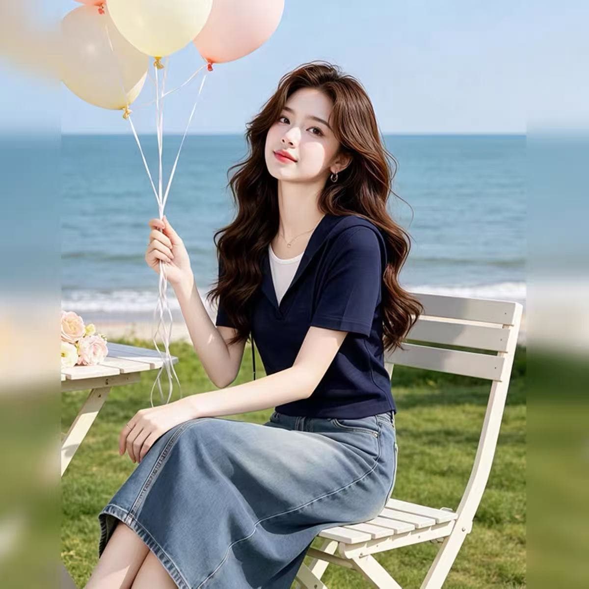 2026 슈퍼 화재 여름 드레스 패션 슬림해 보이는 페이크 레이어드 배색 긍정적 인 어깨 반팔 티셔츠 상세 이미지 4